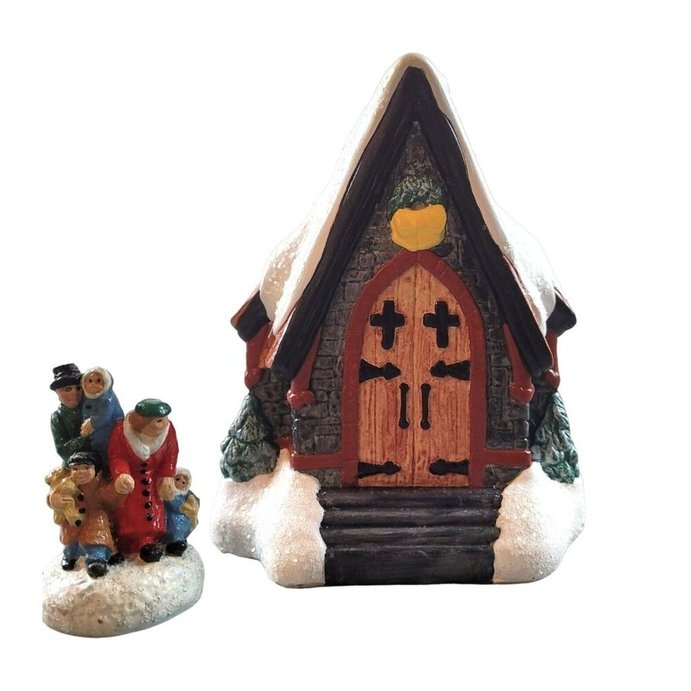 Vintage Christmas Village Church Ceramic Holiday Decor Bonus Family  JH1805200